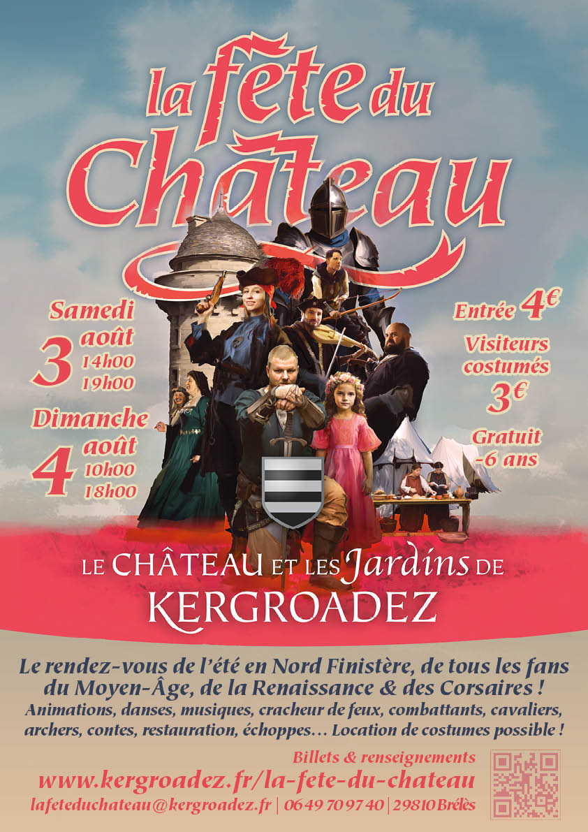 Affiche de la fête du château – Kergroadez, 3 et 4 août 2024